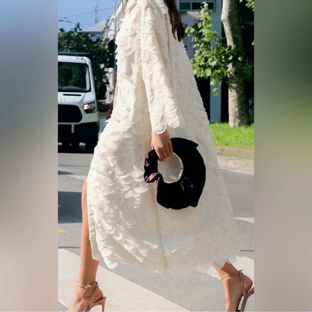 Zara Cream Textured Long Coat NWT